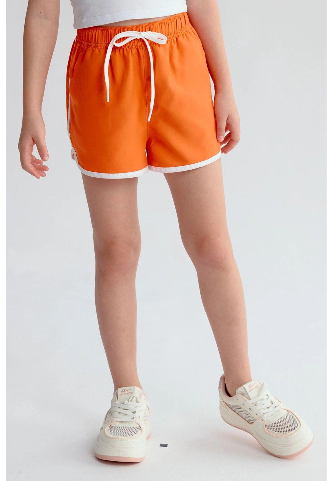 Short de Baño Niña Liso Naranjo-0