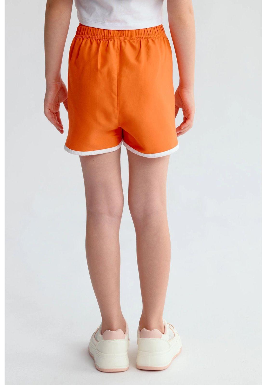 Short de Baño Niña Liso Naranjo-2