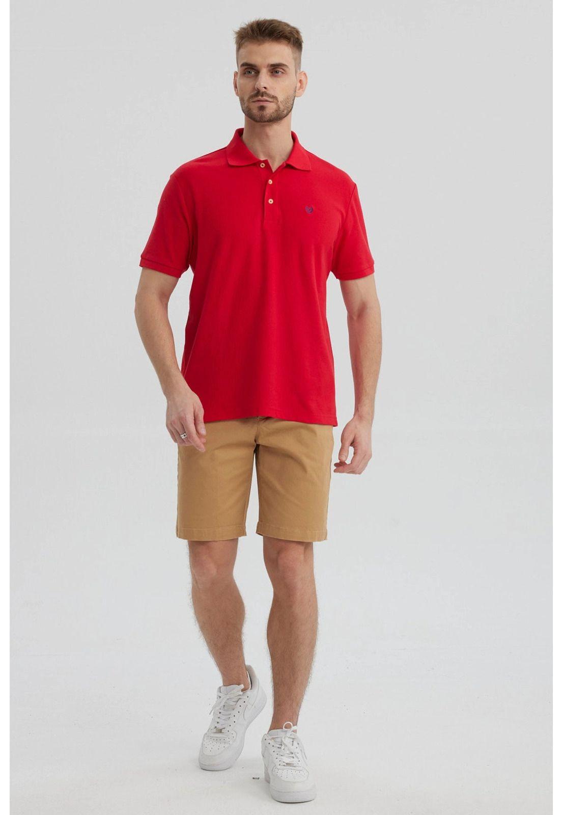 Polera Hombre Pique Básica Lisa Rojo - lll-3