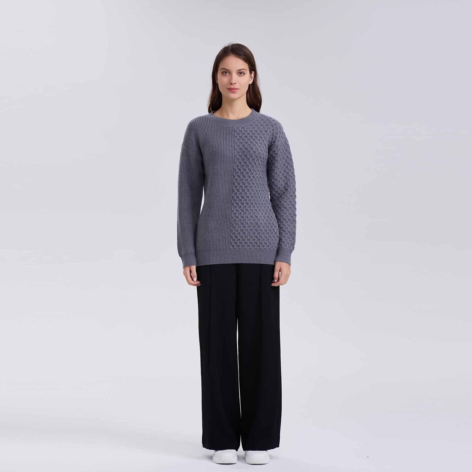 Sweater Mujer Mitad Gris Melange-3