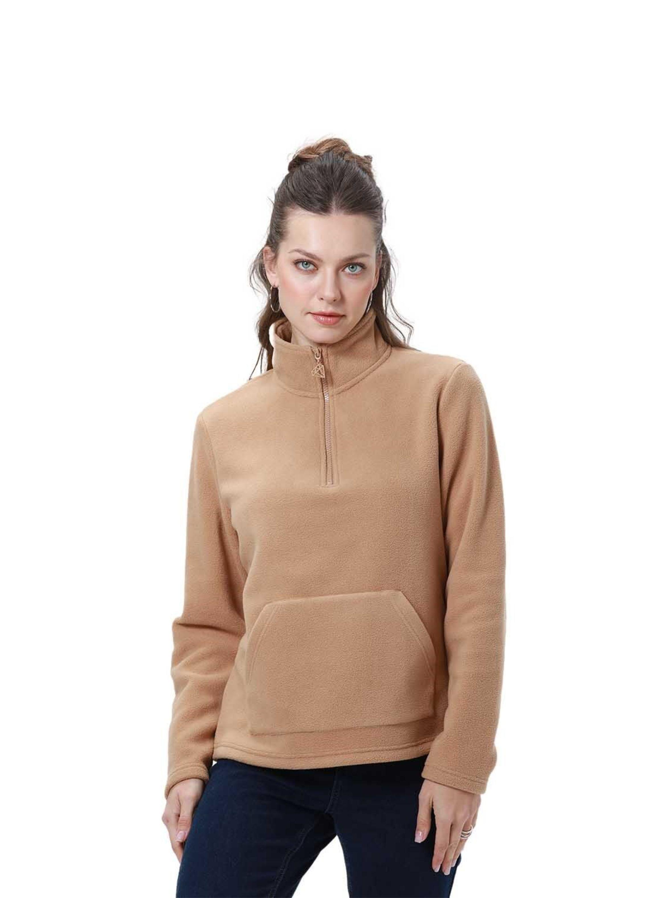 Polar Mujer Medio Cierre Estampado Camel Fsp-0