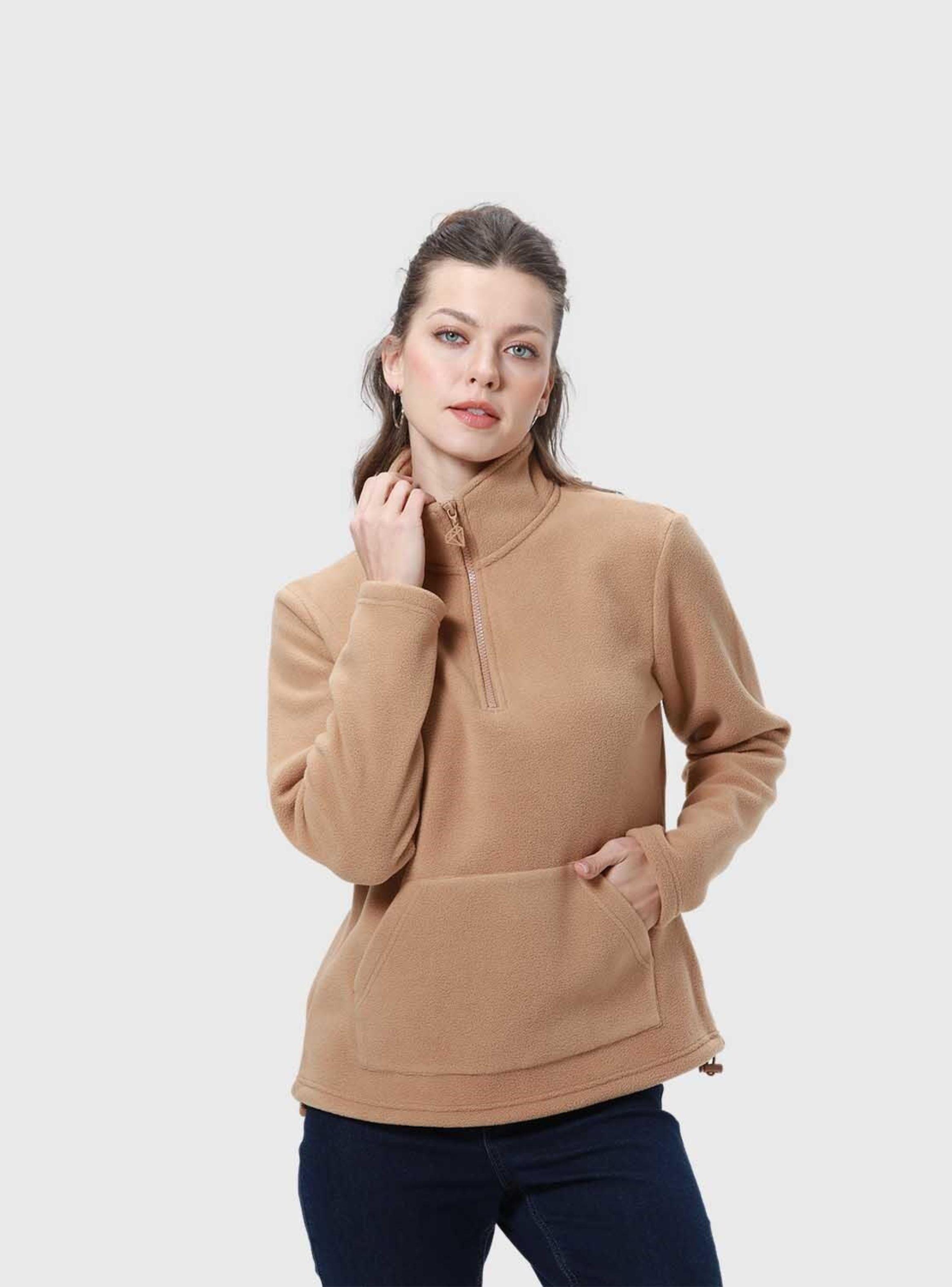 Polar Mujer Medio Cierre Estampado Camel Fsp-1