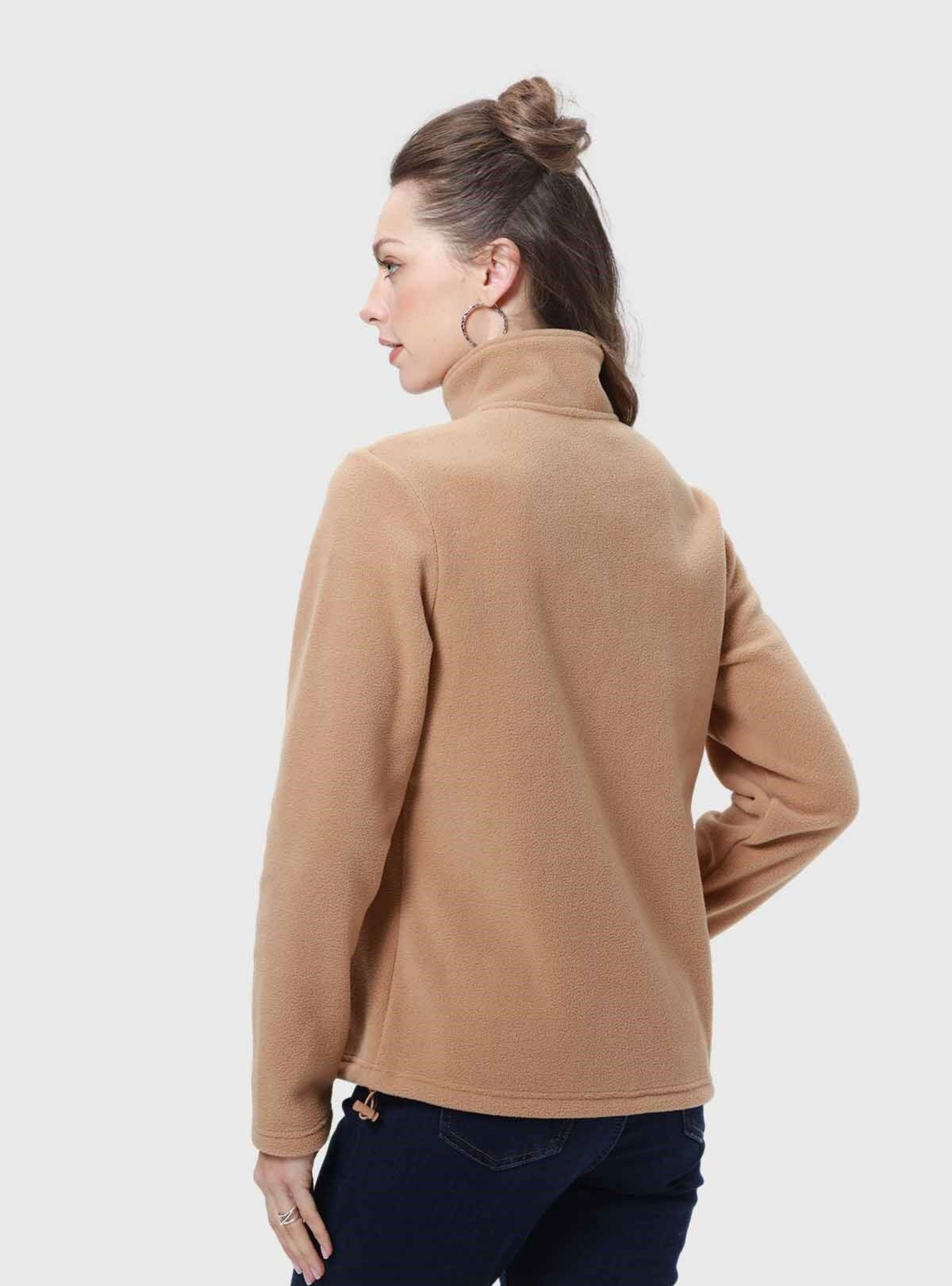 Polar Mujer Medio Cierre Estampado Camel Fsp-2