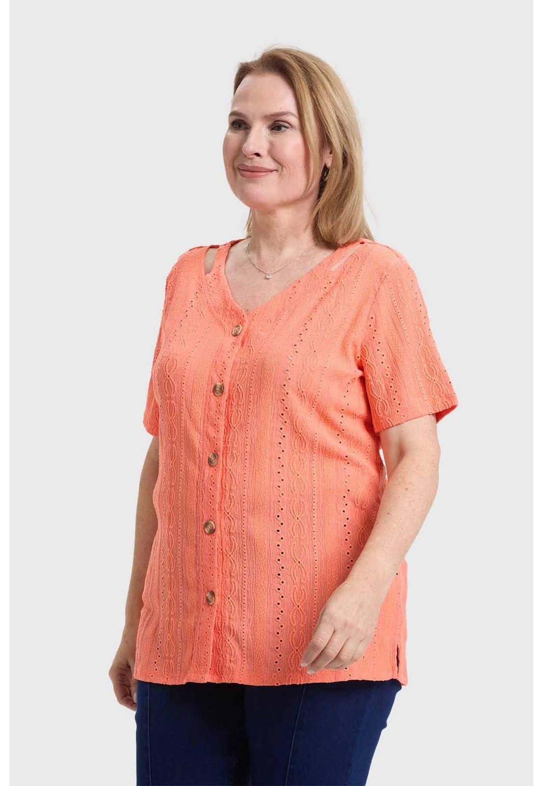 Polera Mujer Abotonada Damasco-1