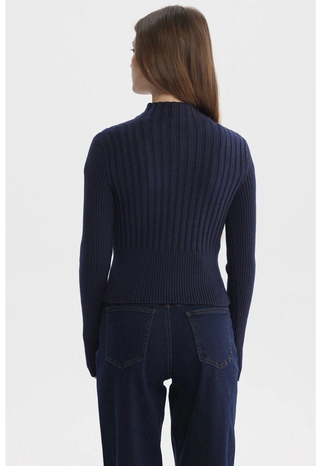 Sweater Mujer Slim Tejido Azul Oscuro-2