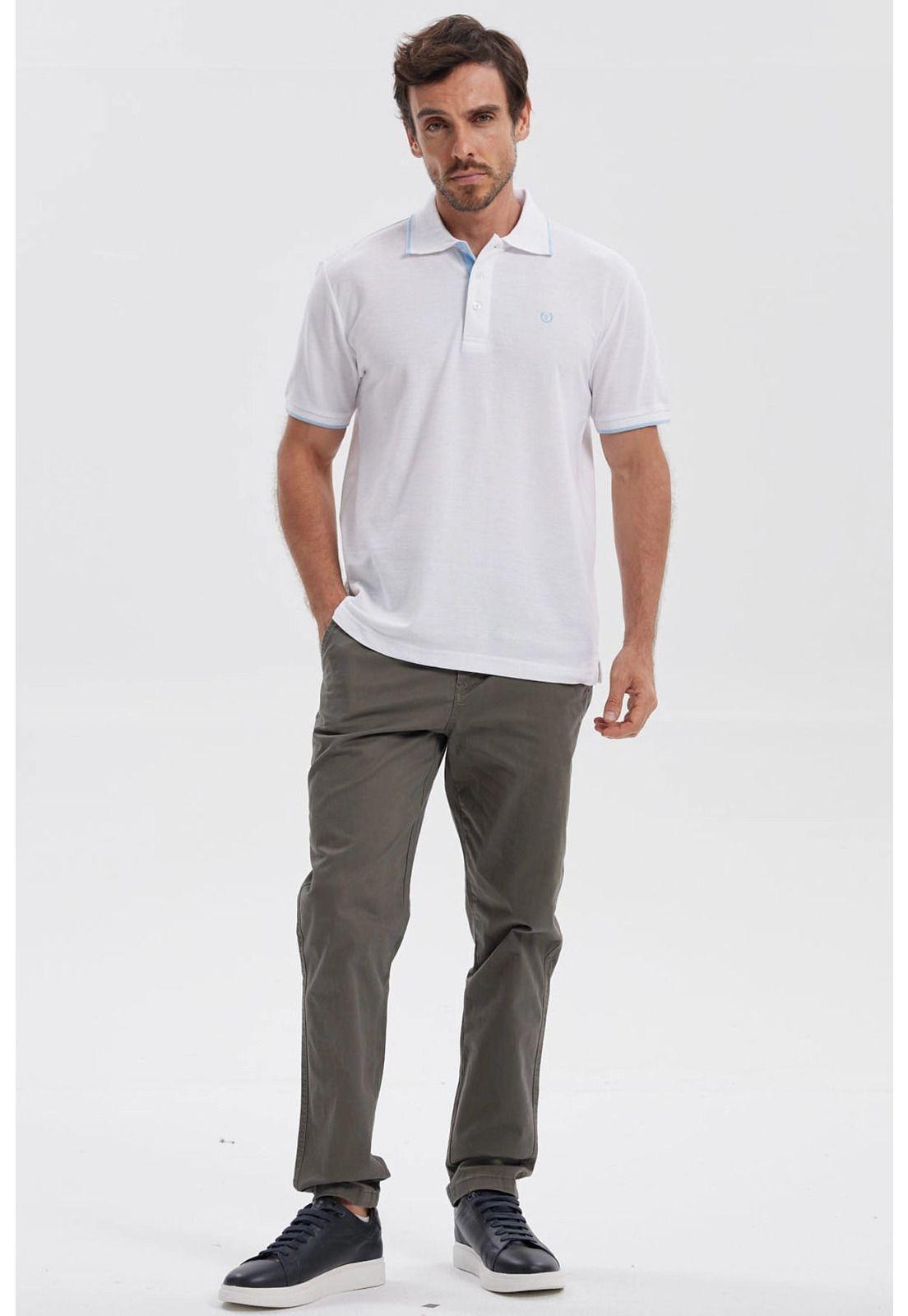 Polera Hombre Piqué Básica Lisa Blanco - lll-3