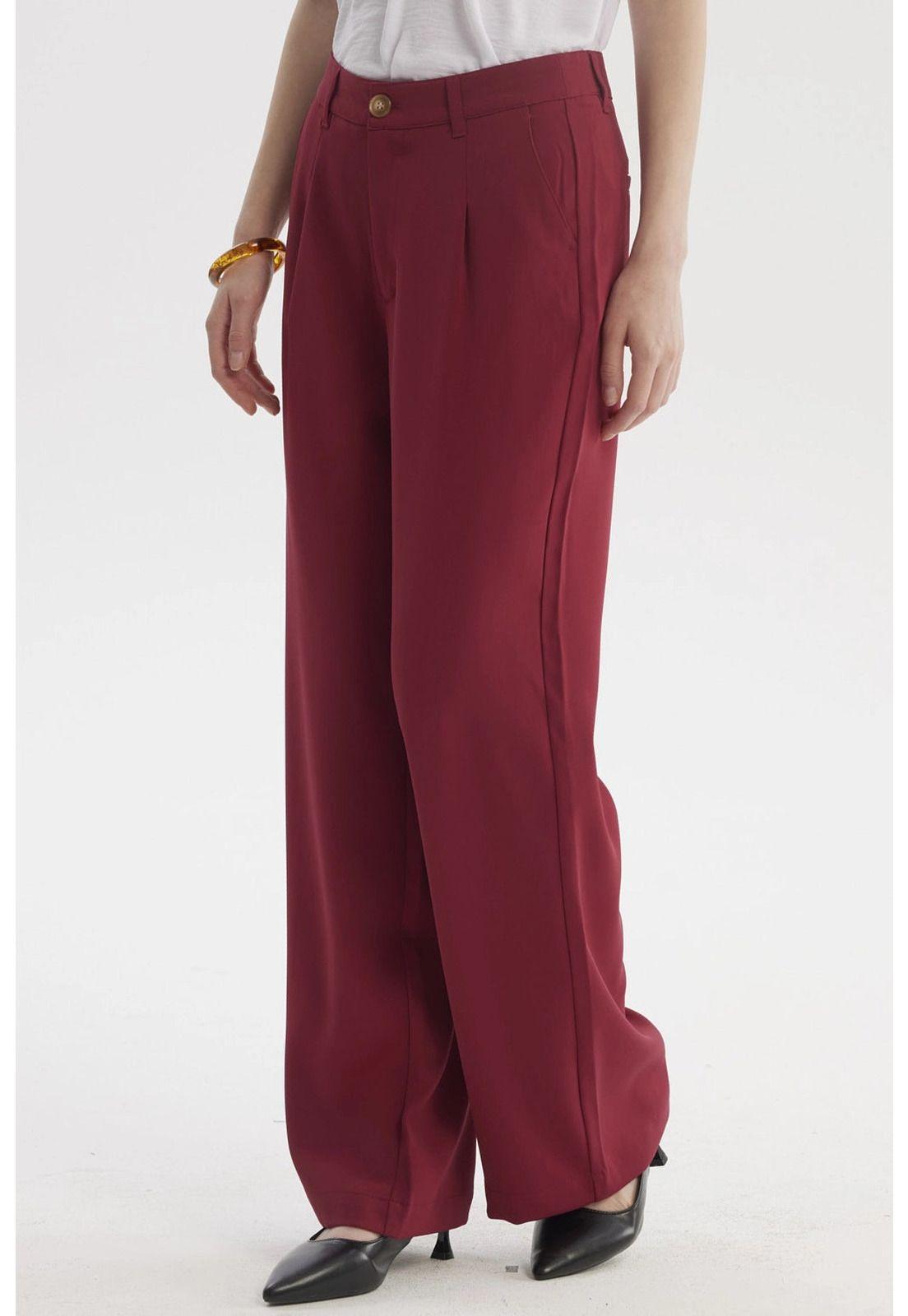 Pantalón Mujer Sastrero Calce Recto Vino-1