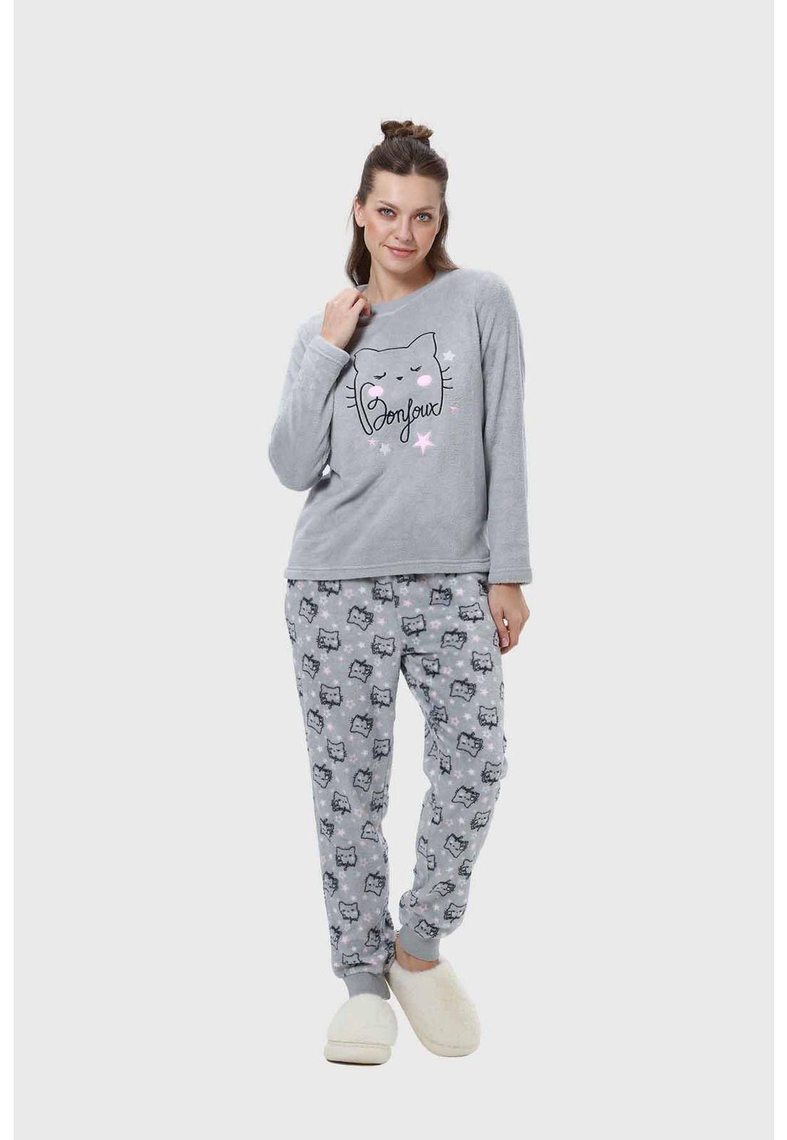 Pijama Mujer Animal Gris-0