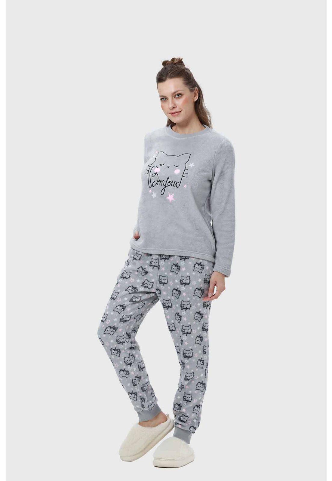 Pijama Mujer Animal Gris-1