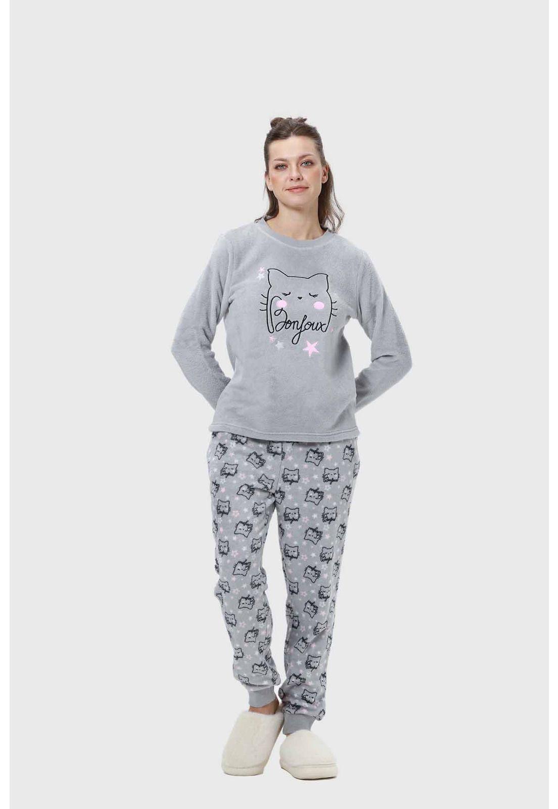 Pijama Mujer Animal Gris-3