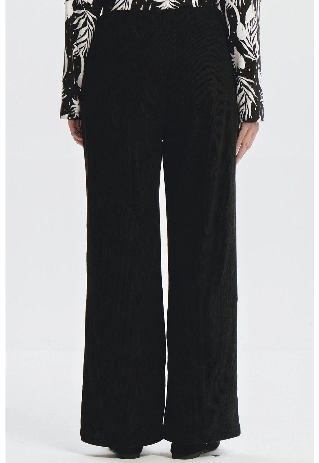 Pantalón Mujer Calce Recto Detalle Pretina Negro-2