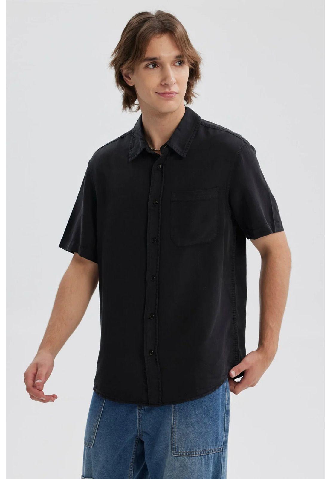 Camisa Hombre Lyocell Negro-1