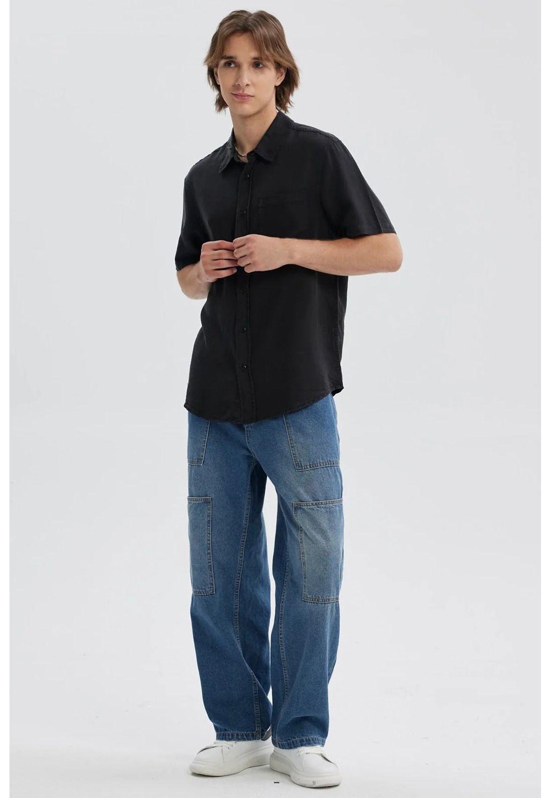 Camisa Hombre Lyocell Negro-3