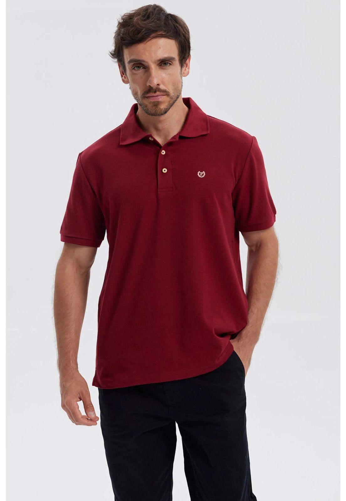 Polera Hombre Piqué Básica Lisa Burdeo-0