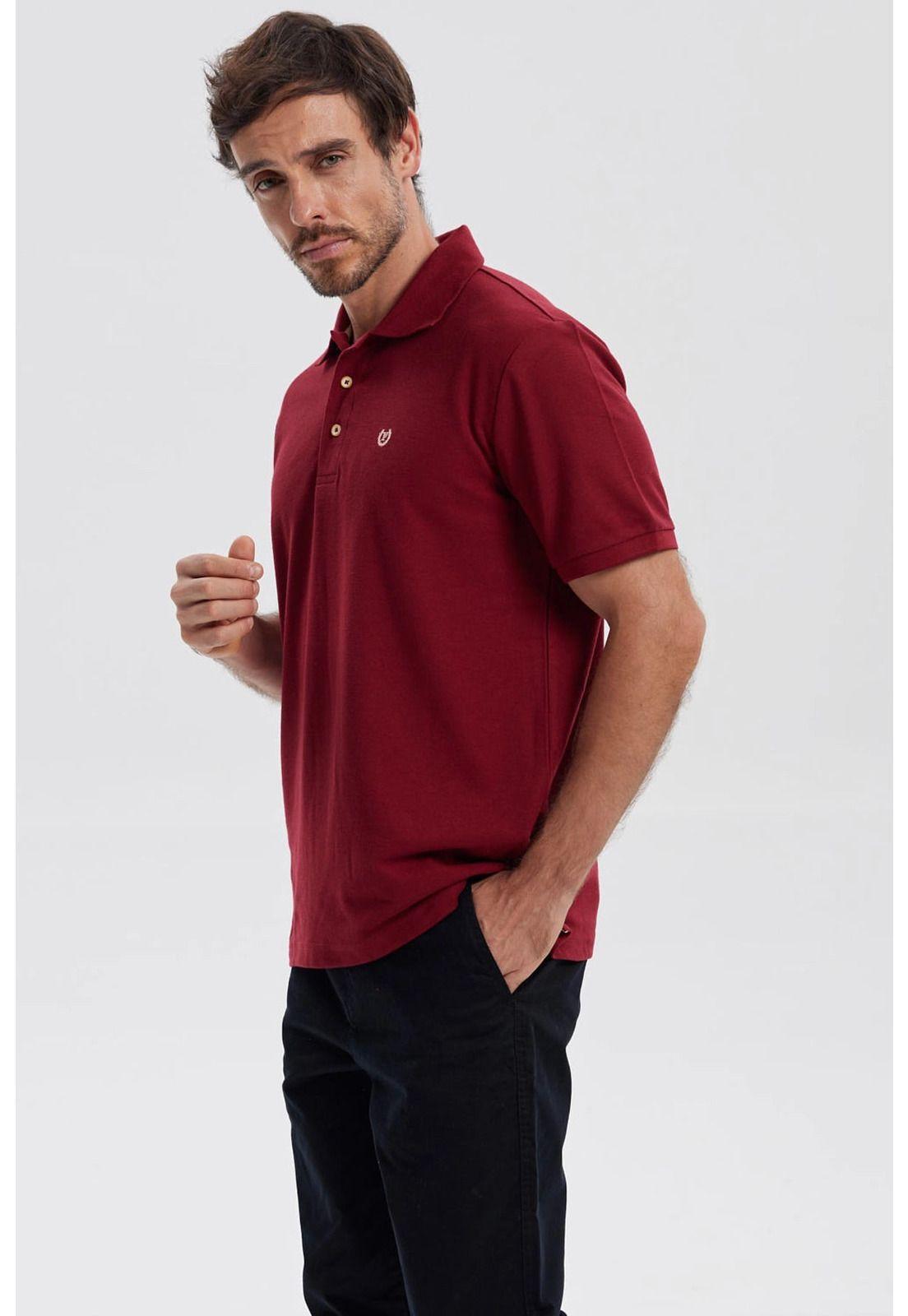 Polera Hombre Piqué Básica Lisa Burdeo-1