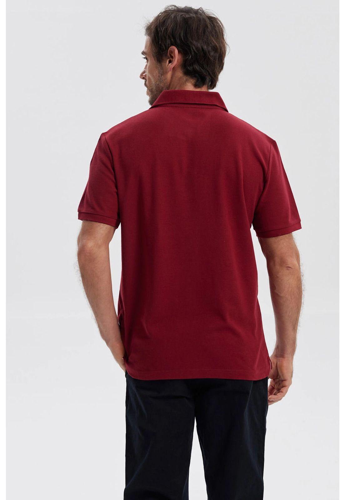 Polera Hombre Piqué Básica Lisa Burdeo-2