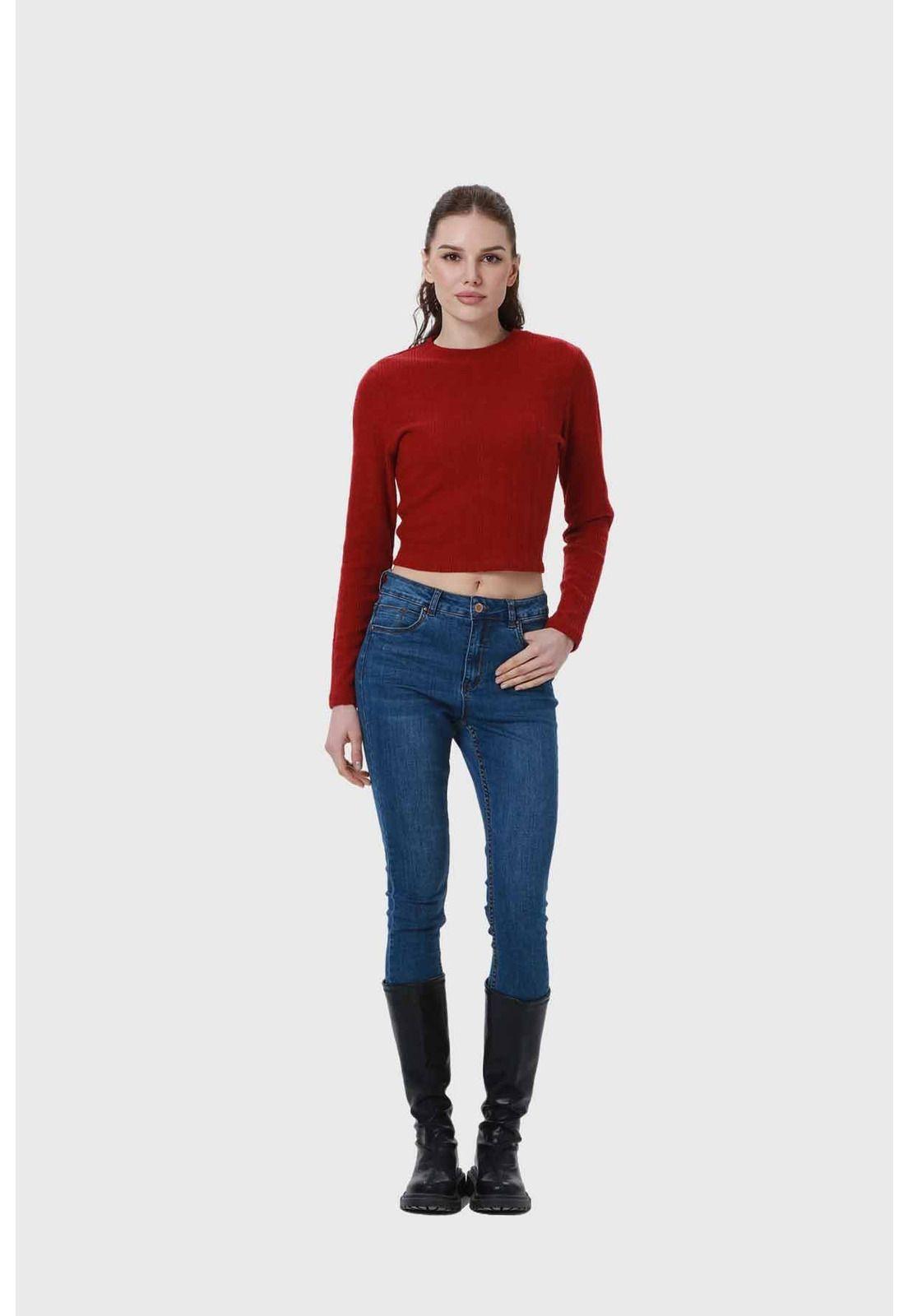 Sweater Mujer Detalle Rojo-3