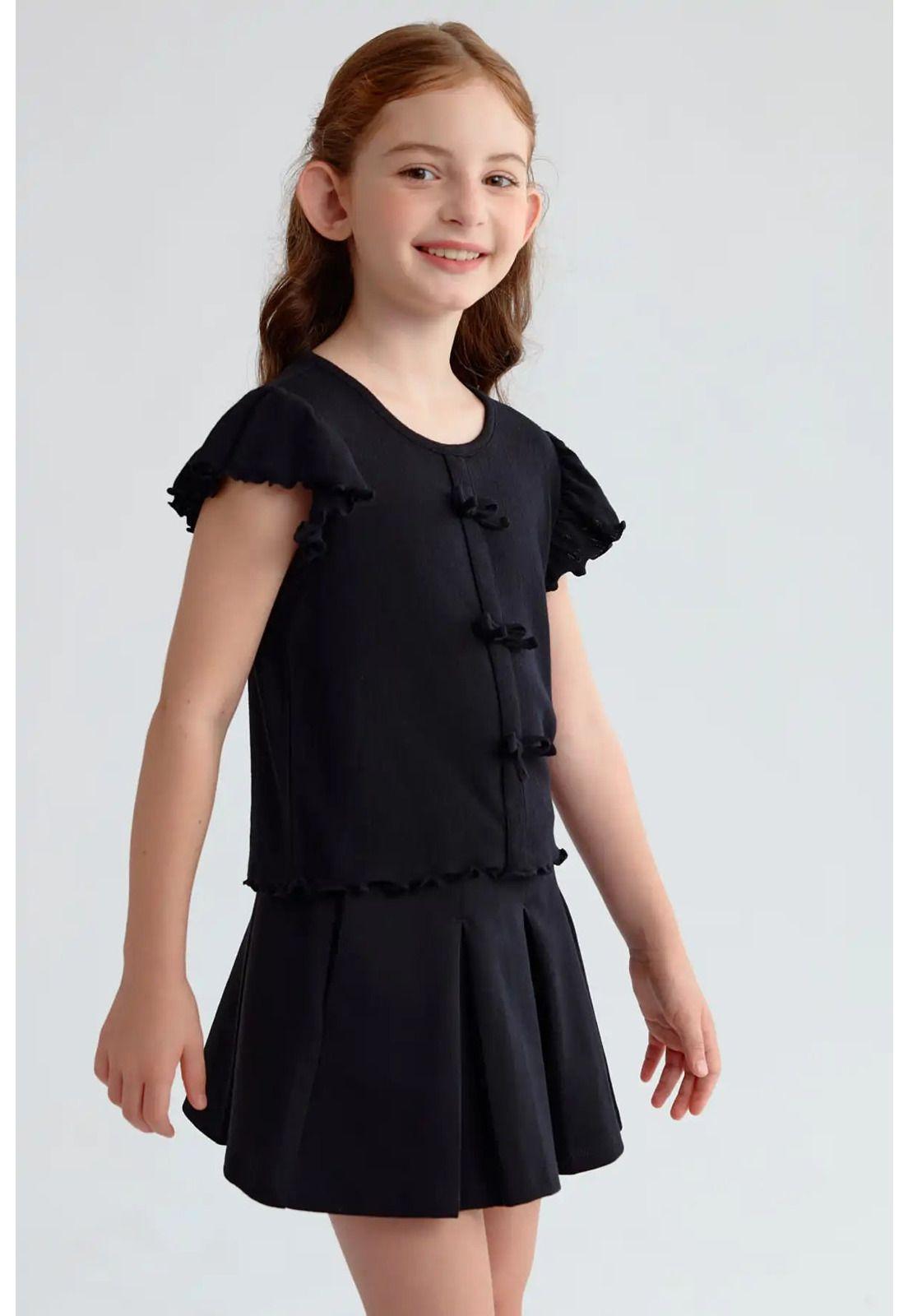 Polera Niña Con Lazos Negro-2