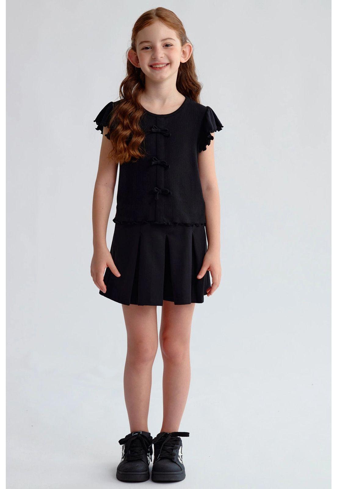 Polera Niña Con Lazos Negro-3