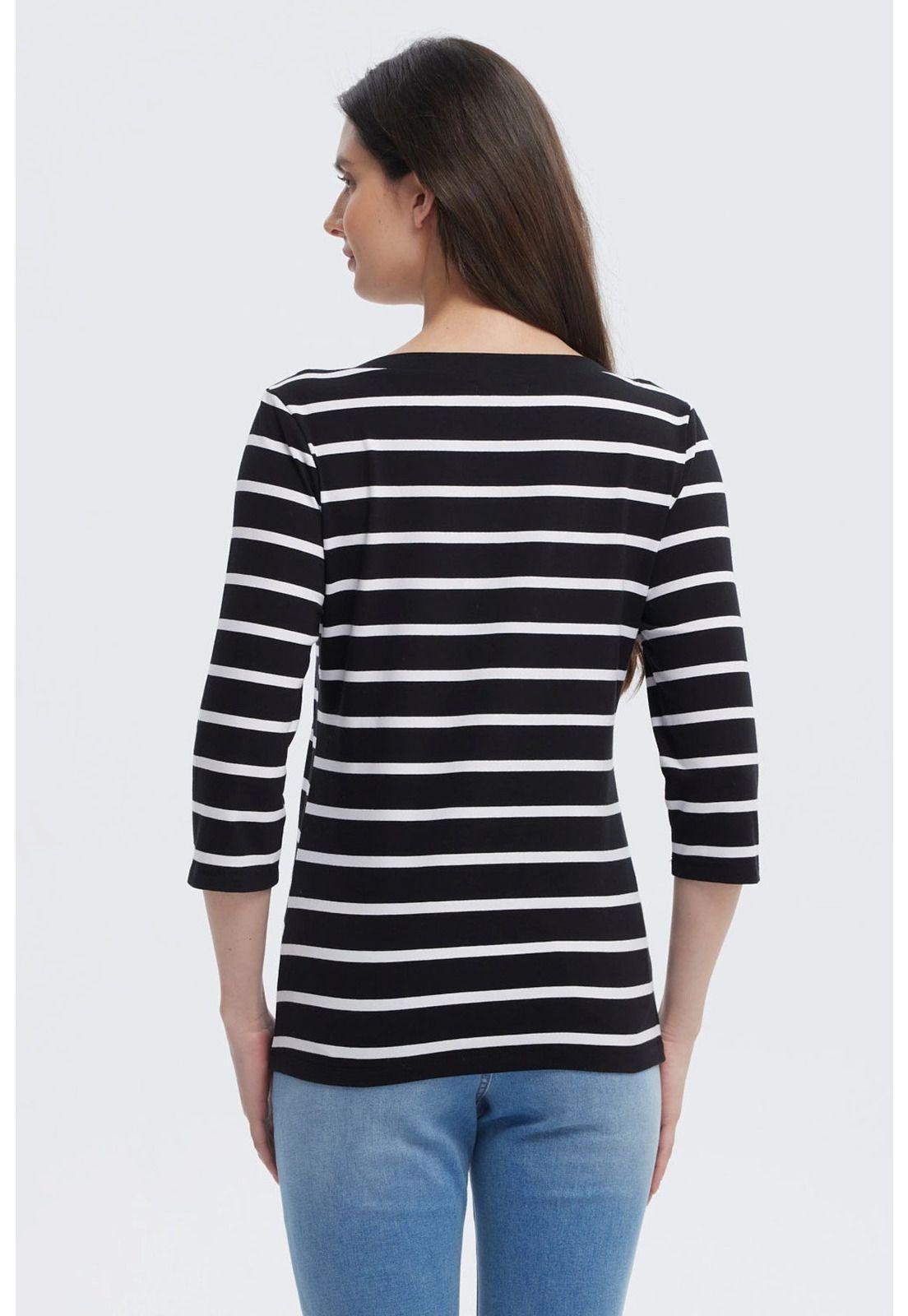 Polera Mujer Print Rayas Negro-2