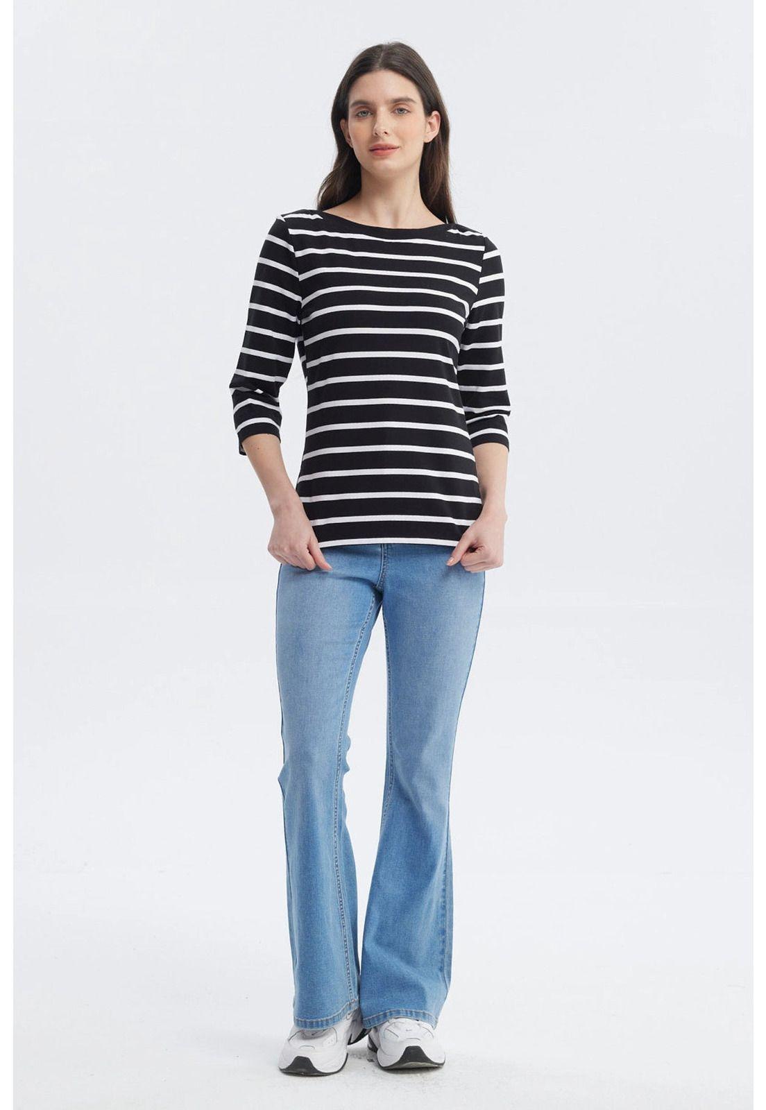 Polera Mujer Print Rayas Negro-3