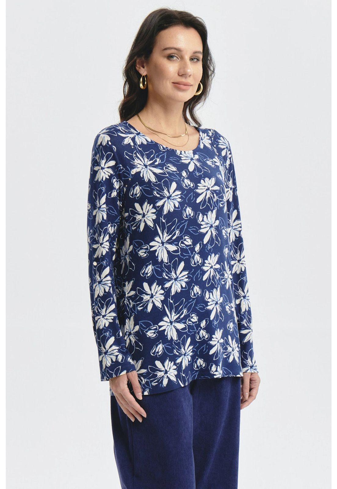 Polera Mujer Roll Up Print Azul-1