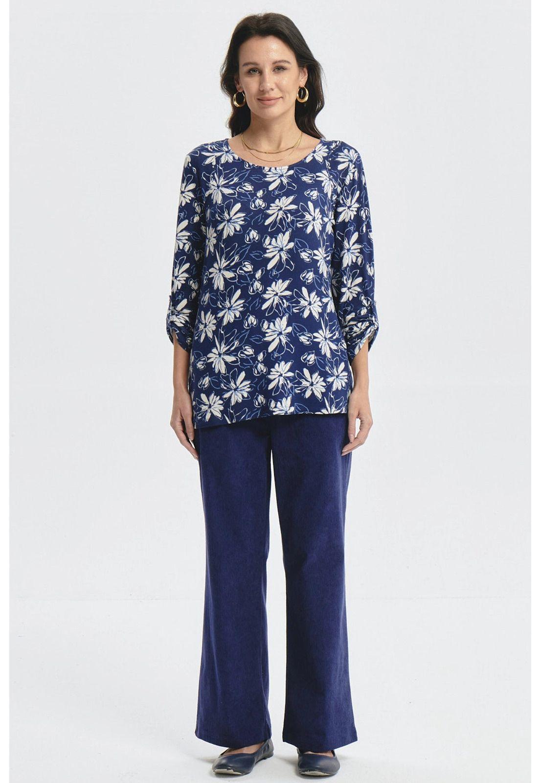 Polera Mujer Roll Up Print Azul-3