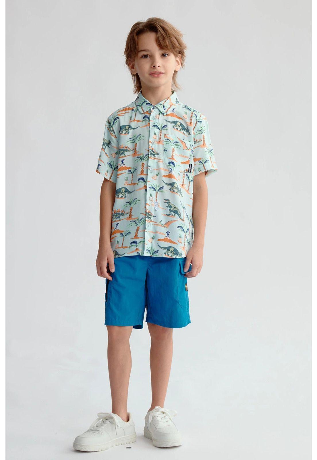 Camisa Niño Guayabera Aqua - ll-3