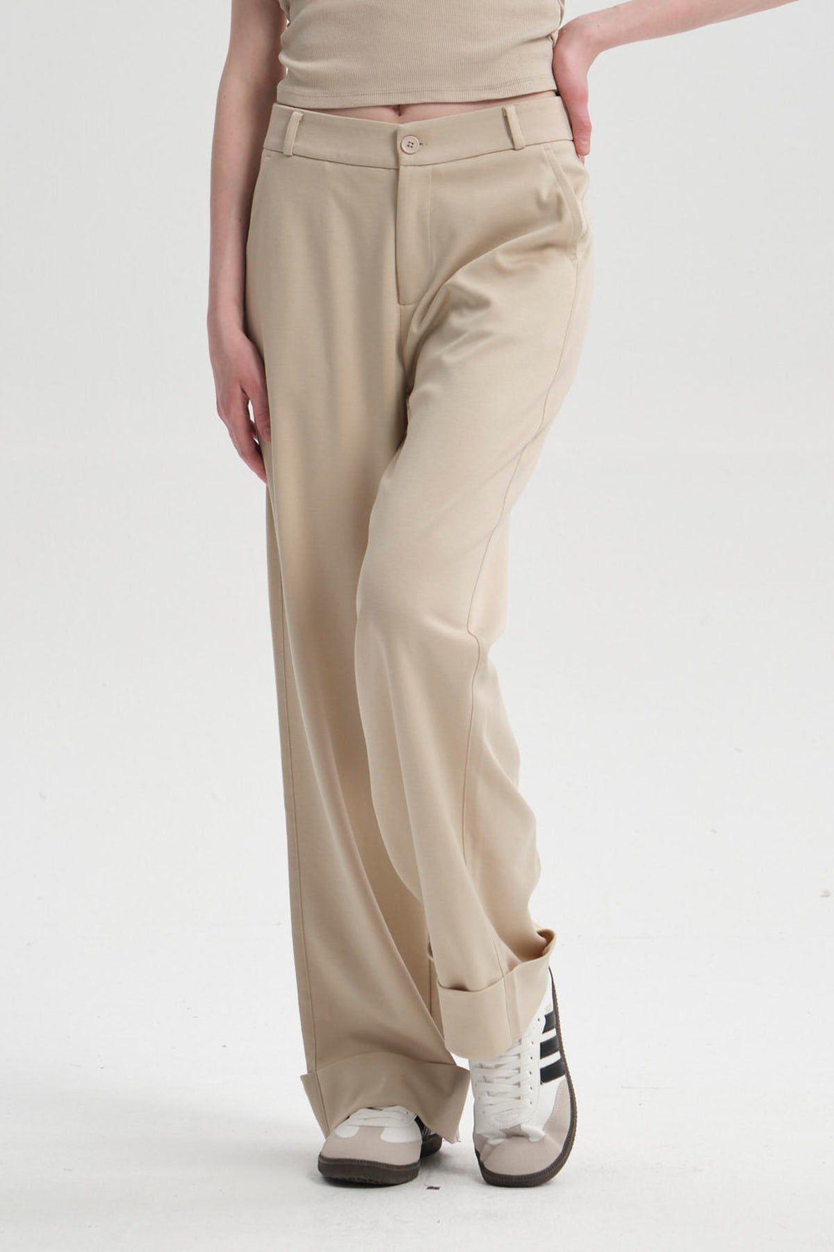 Pantalón Mujer Basta Doblada Beige-0