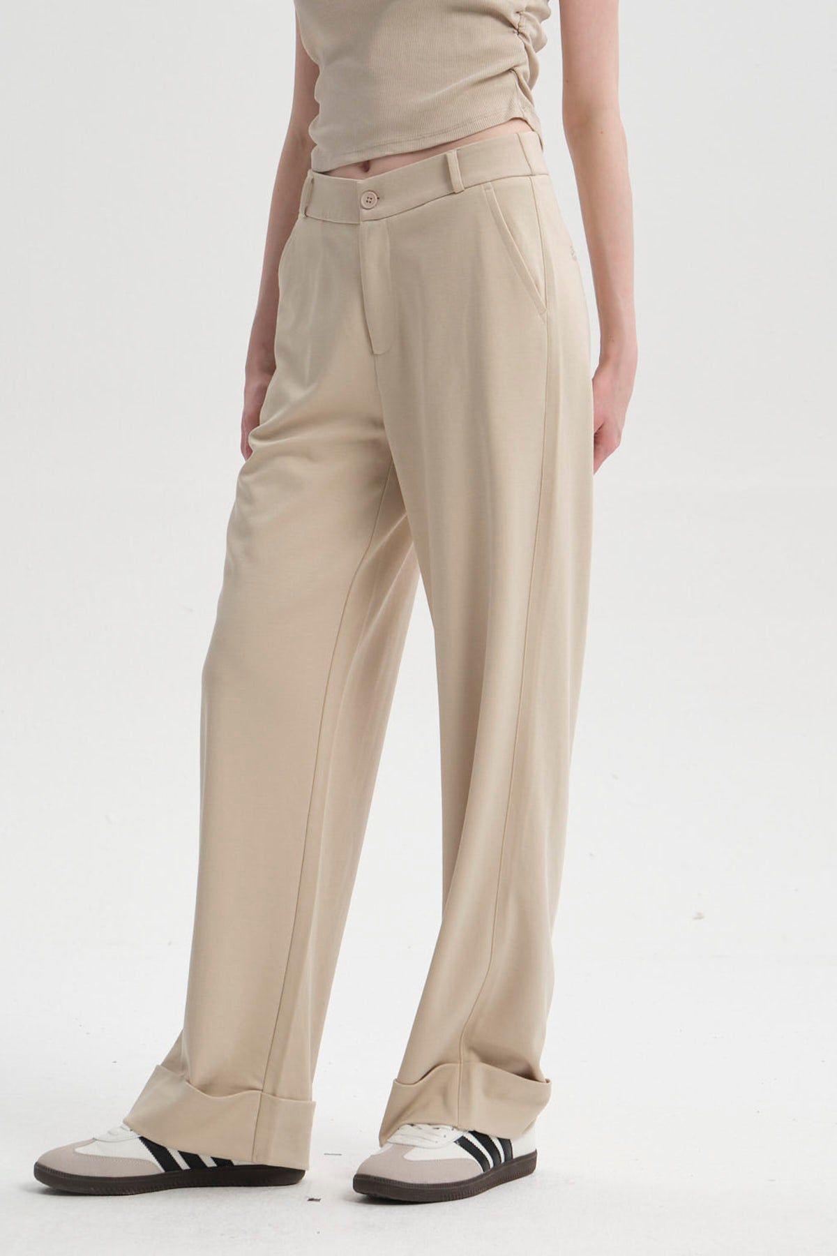 Pantalón Mujer Basta Doblada Beige-1