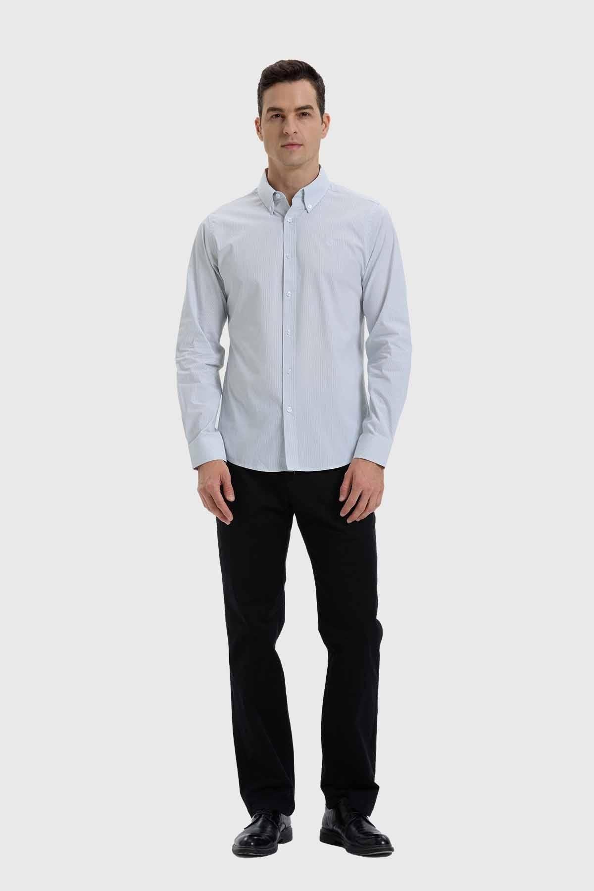 Camisa Hombre Slim Fit Rayas Verde-3