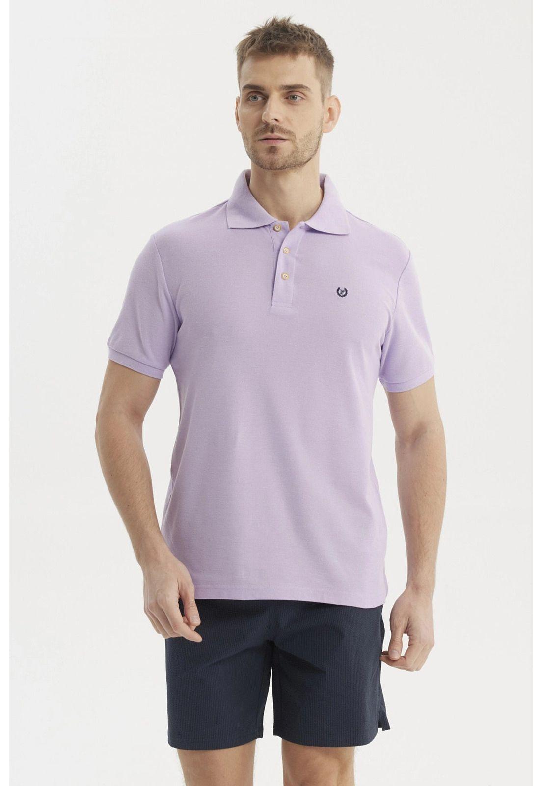 Polera Hombre Pique Básica Lisa Lila - lV-0