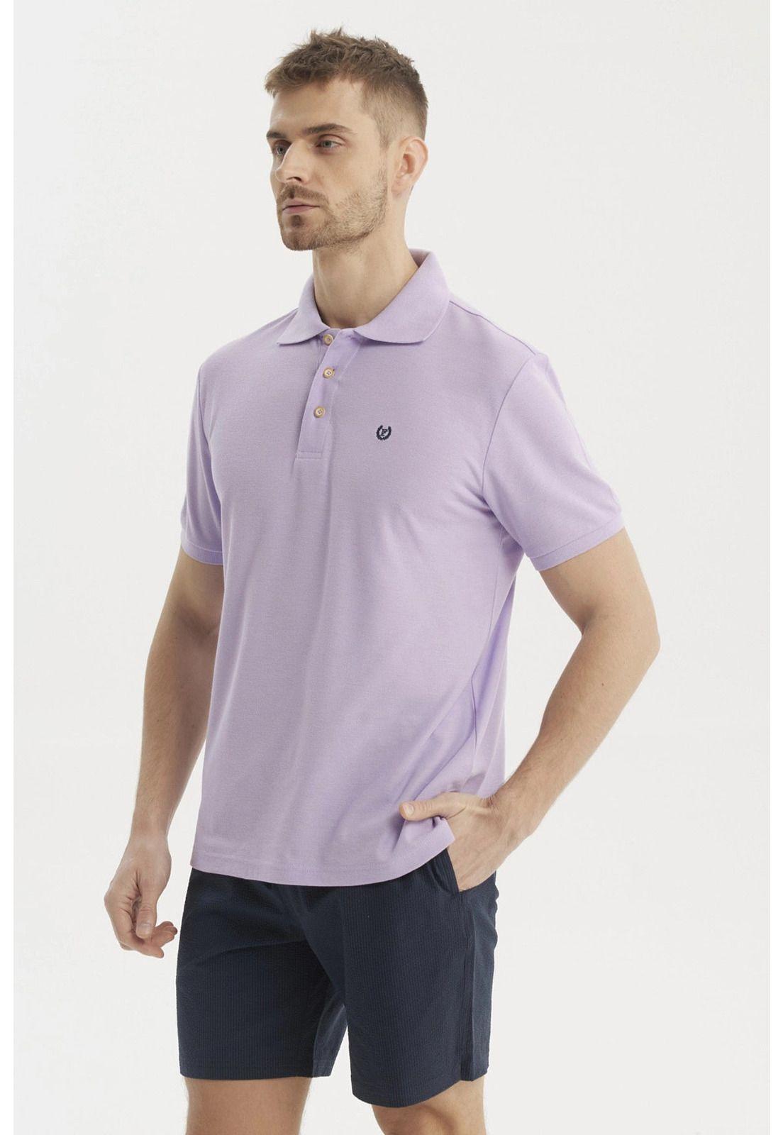 Polera Hombre Pique Básica Lisa Lila - lV-1