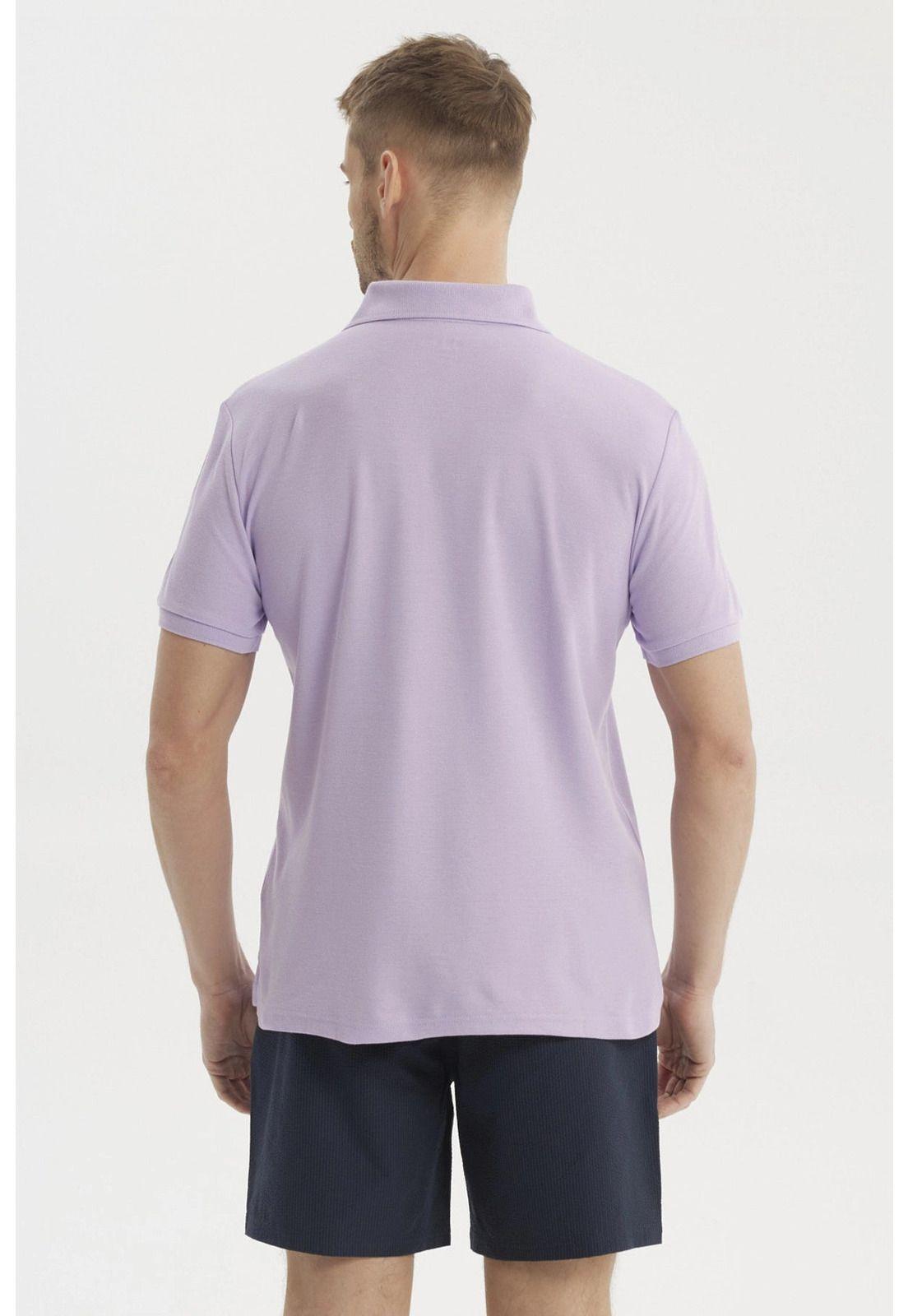 Polera Hombre Pique Básica Lisa Lila - lV-2