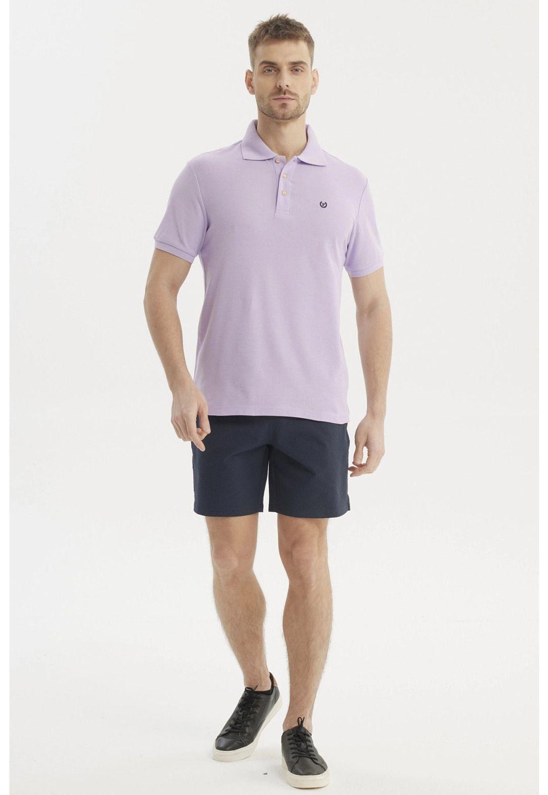 Polera Hombre Pique Básica Lisa Lila - lV-3