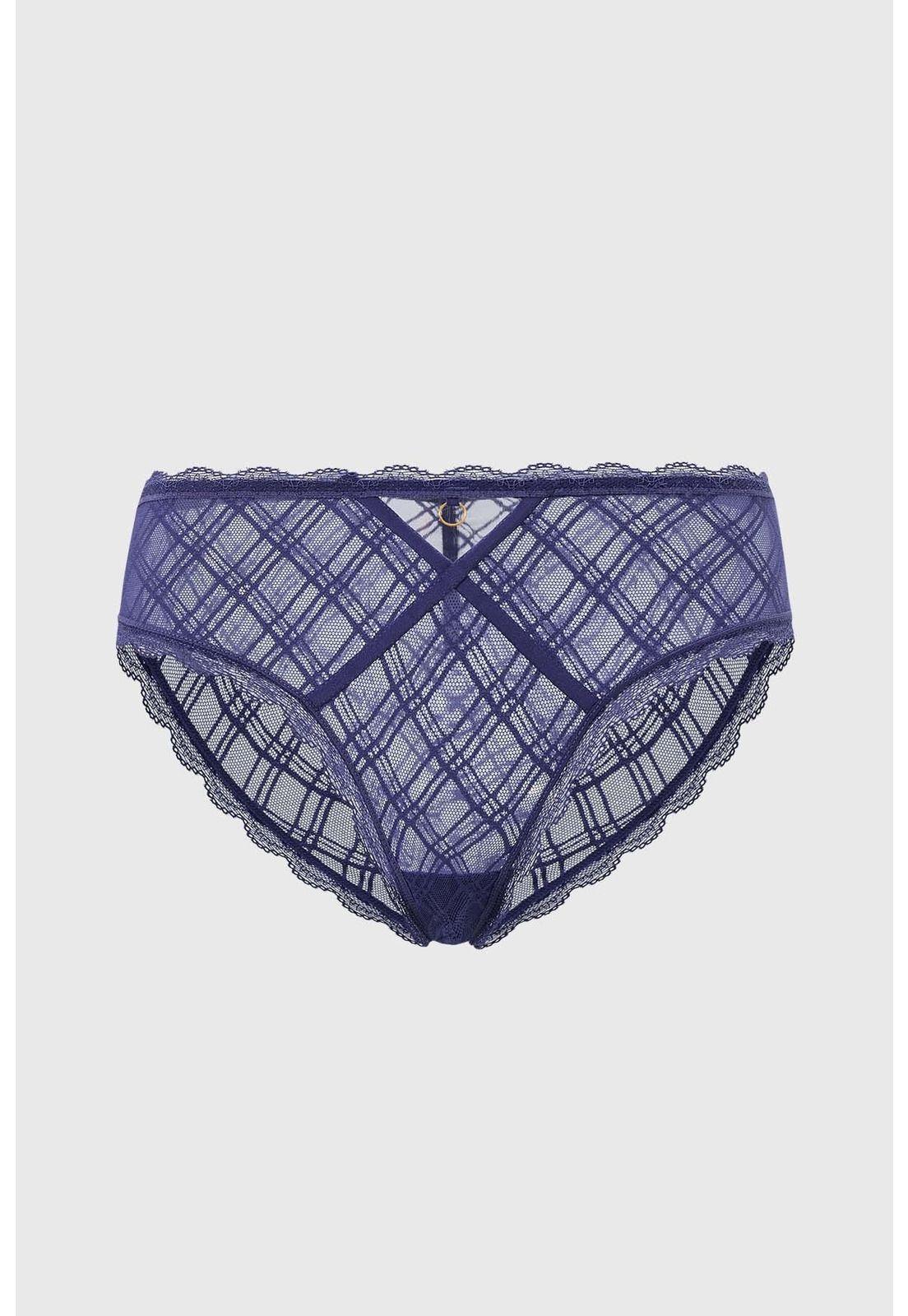 Calzón Mujer Pantaleta Detalle Encaje Azul-0