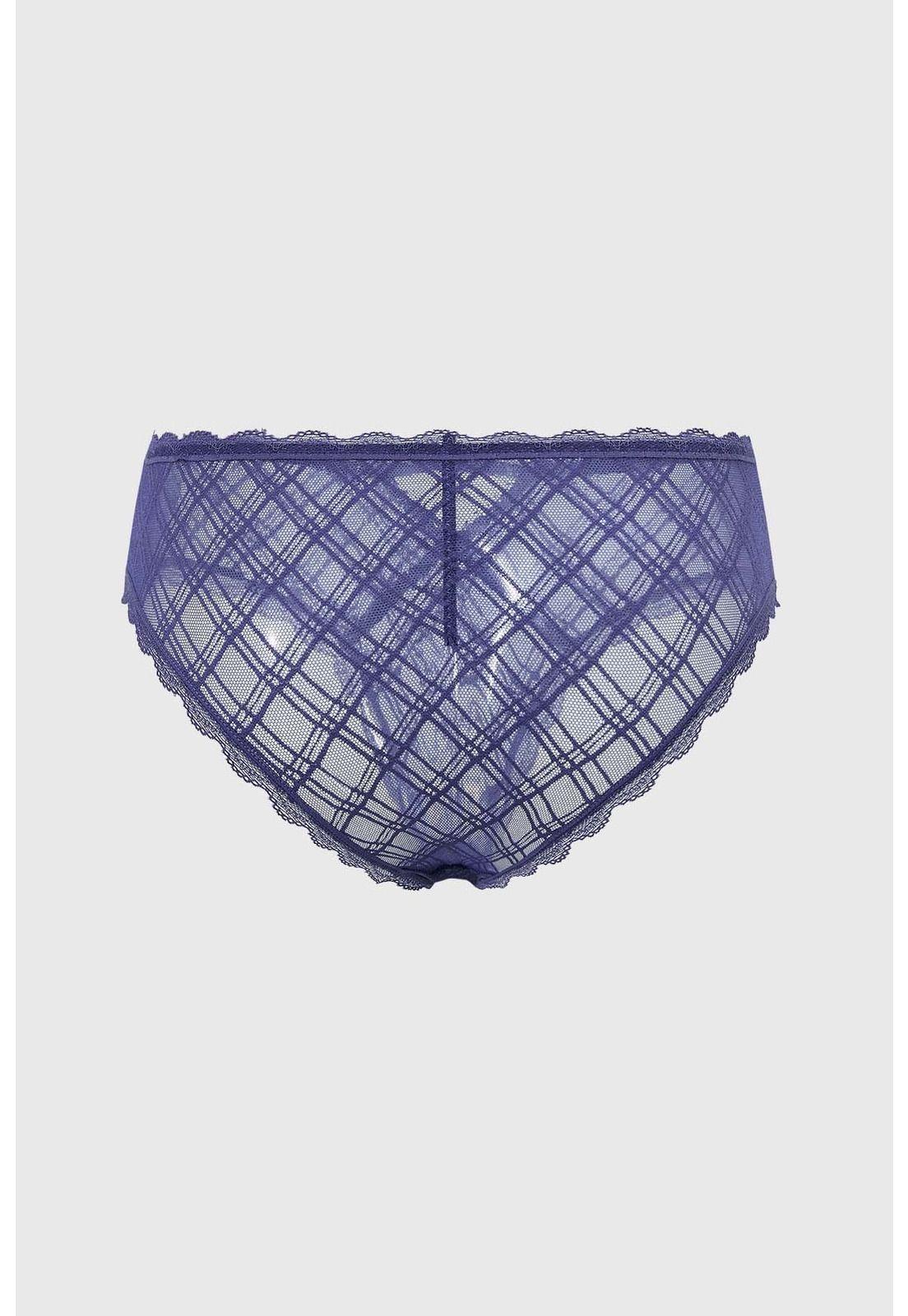 Calzón Mujer Pantaleta Detalle Encaje Azul-1