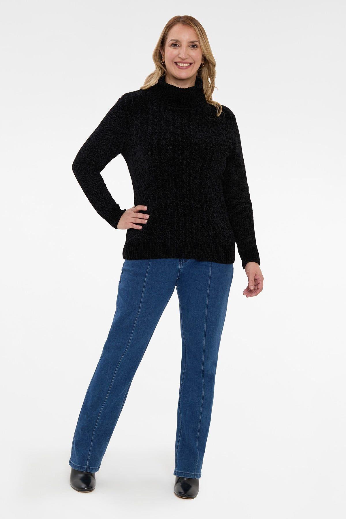 Sweater Mujer Trenzado Casual Negro-3