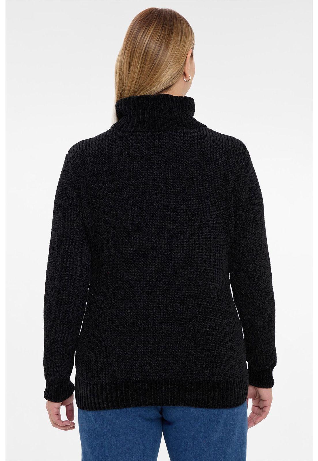Sweater Mujer Trenzado Casual Negro-2