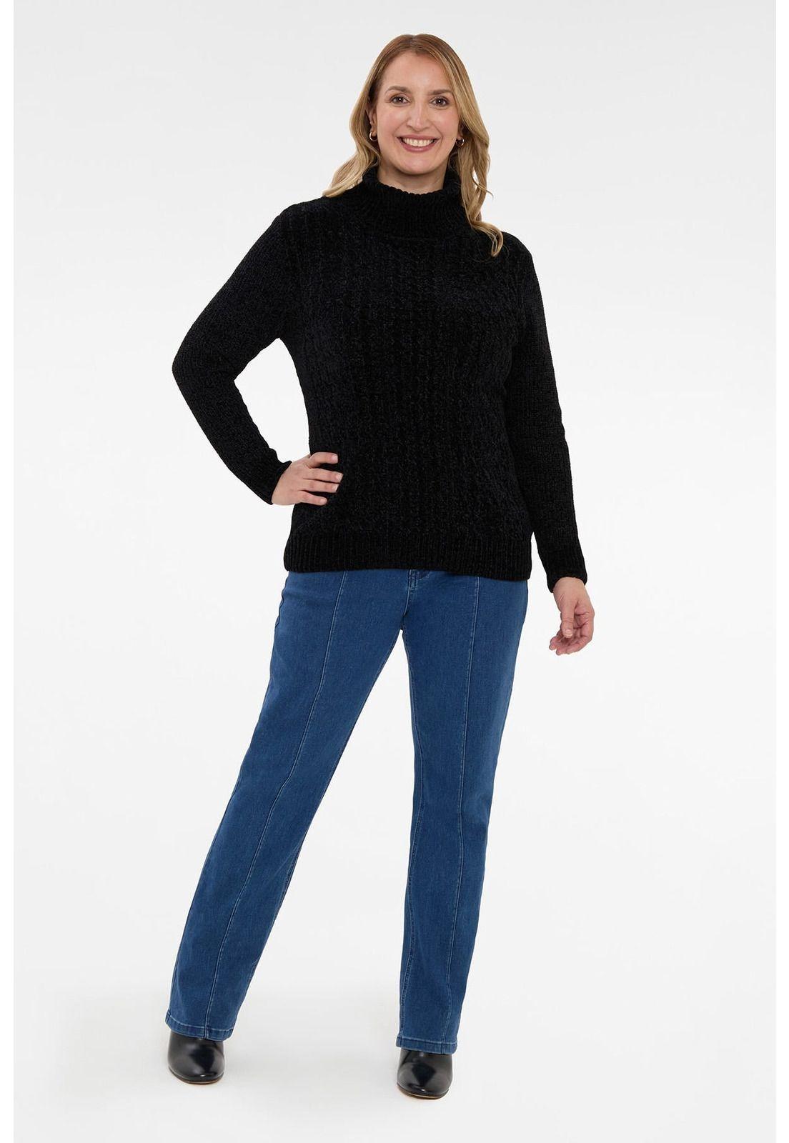 Sweater Mujer Trenzado Casual Negro-3