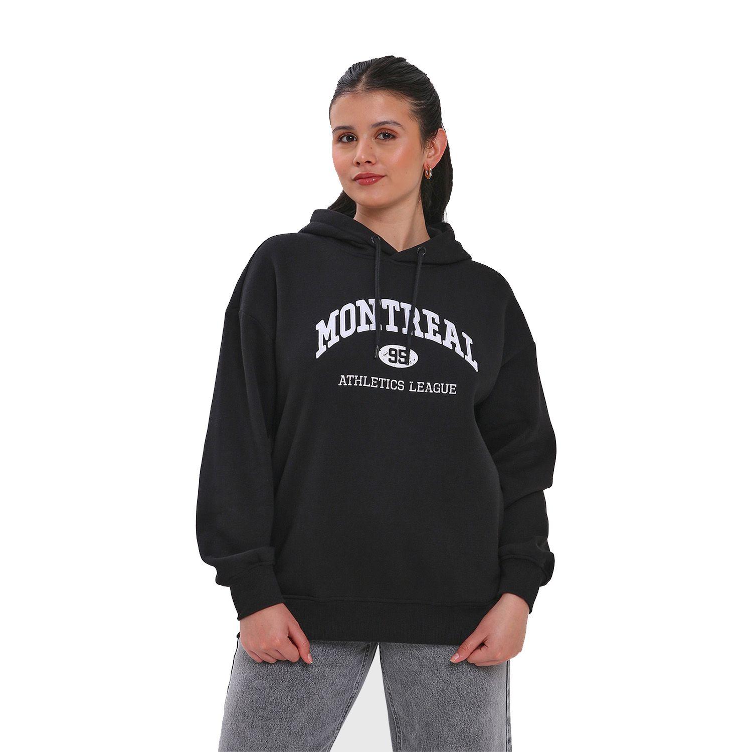 Polerón Mujer Oversize Print Negro Fashion´s Park-0