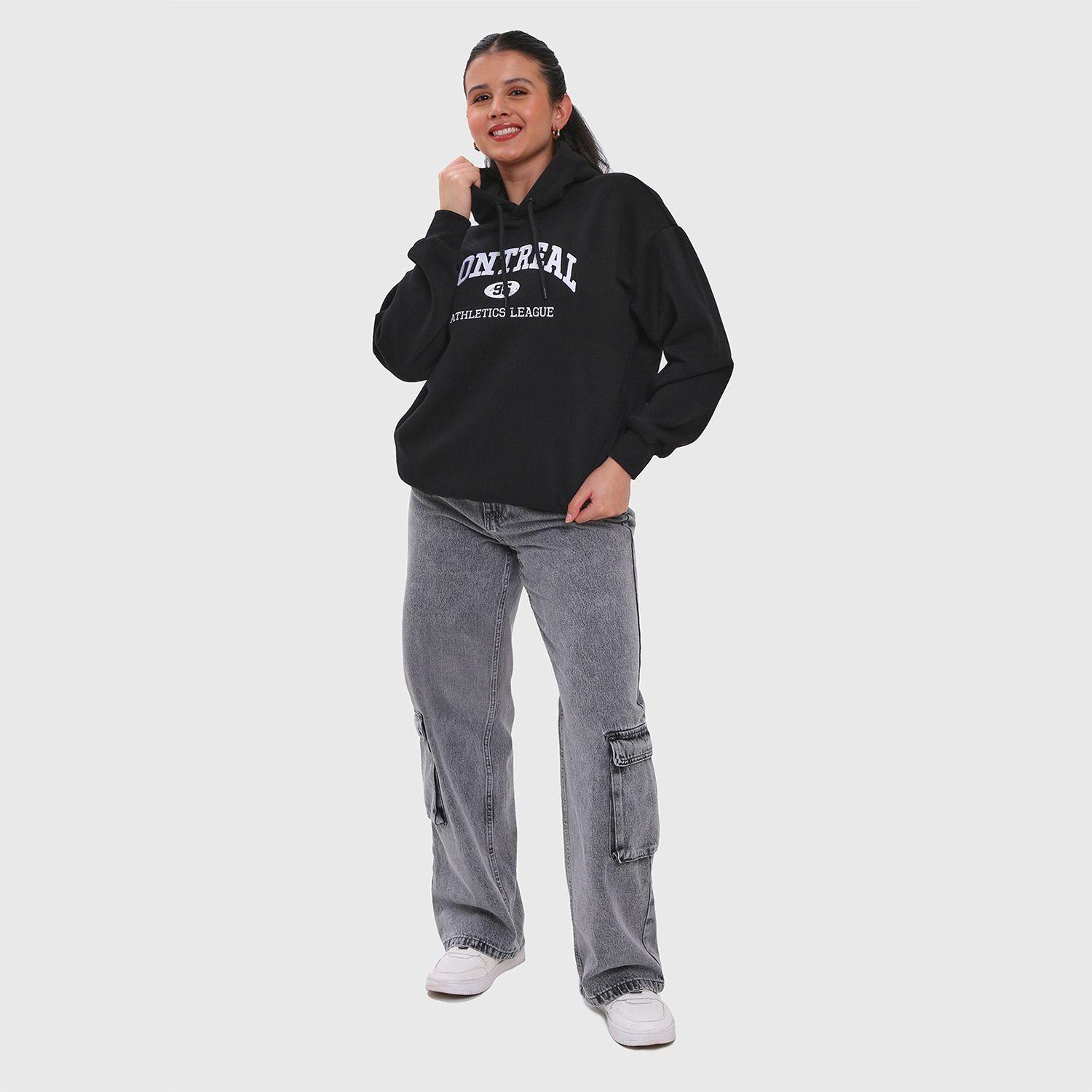 Polerón Mujer Oversize Print Negro Fashion´s Park-3