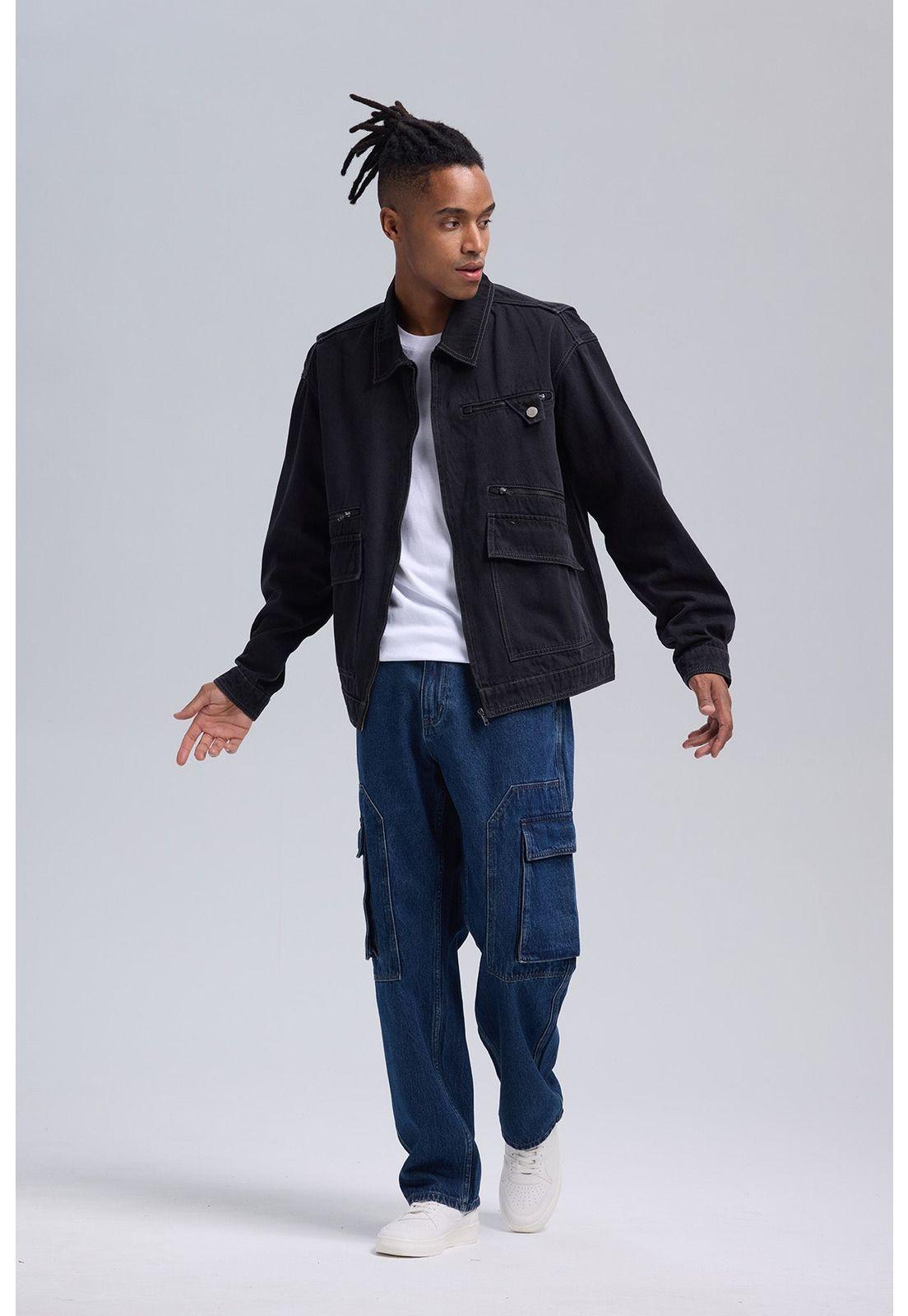 Chaqueta Hombre Denim Gris-3