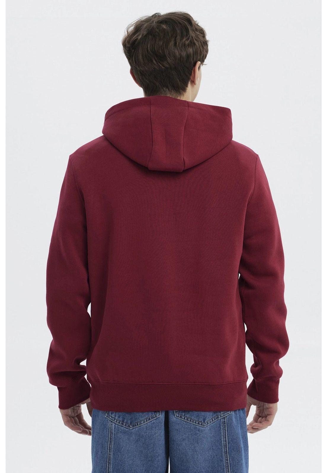 Polerón Hombre Slim Con Gorro Burdeo - lll-2