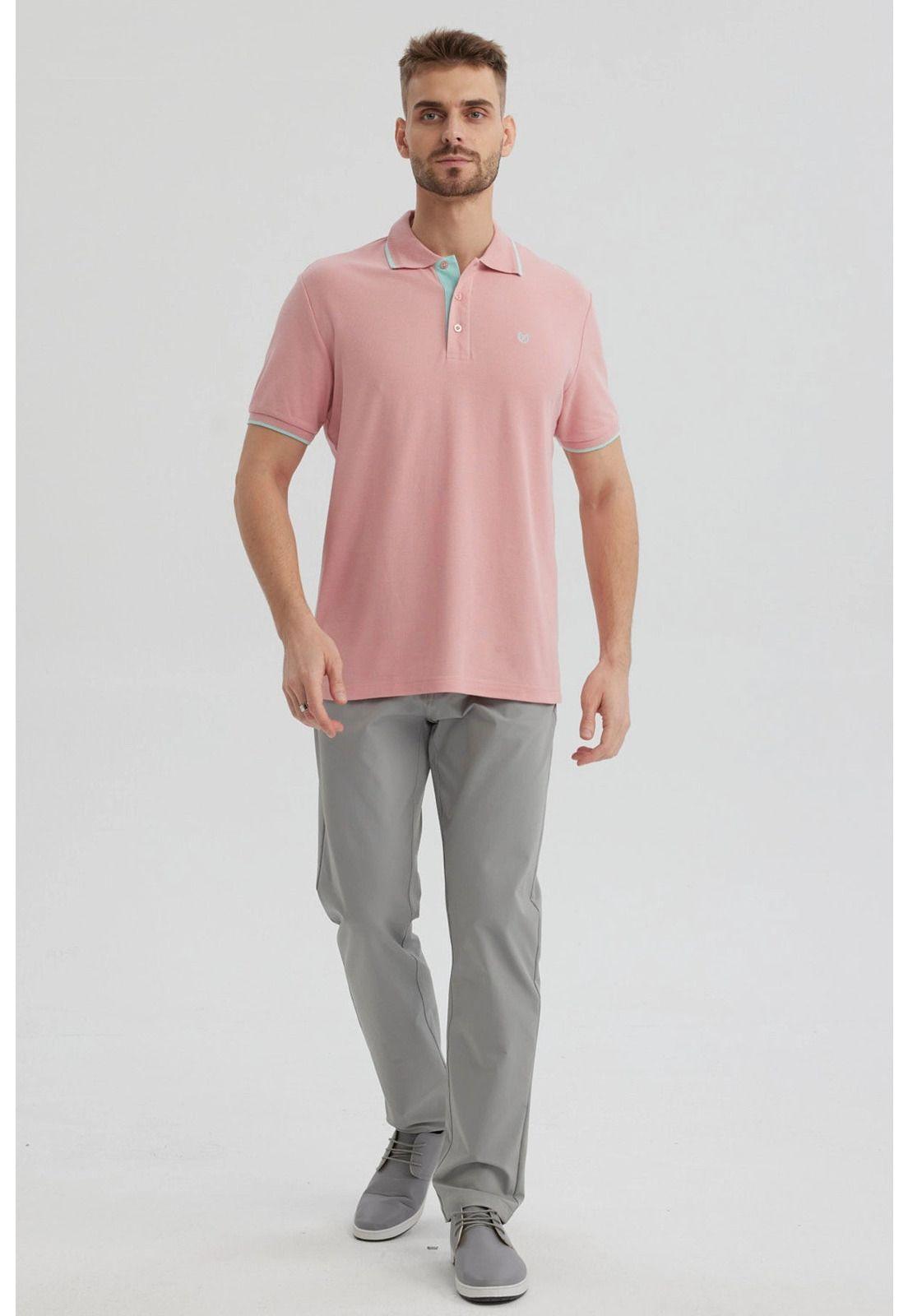 Polera Hombre Piqué Básica Lisa Palo Rosa - ll-3