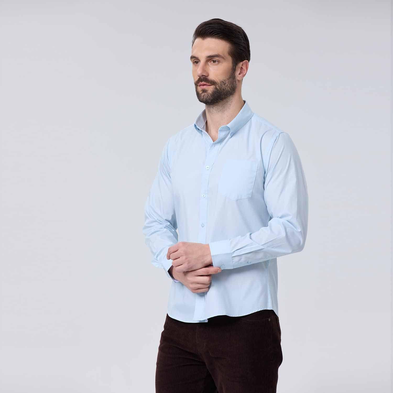 Camisa Hombre Rapport Slim Celeste-1