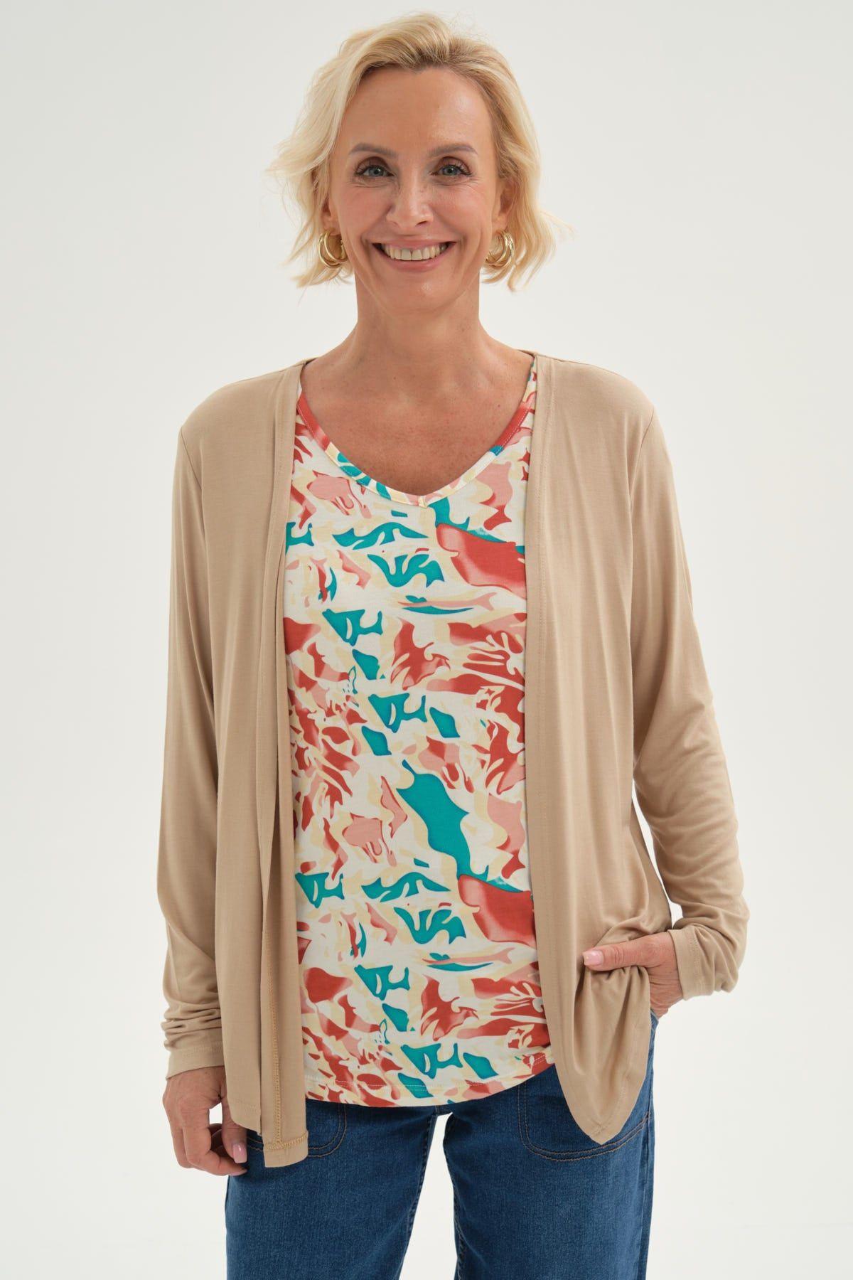 Polera Mujer Tapado Print Beige-0