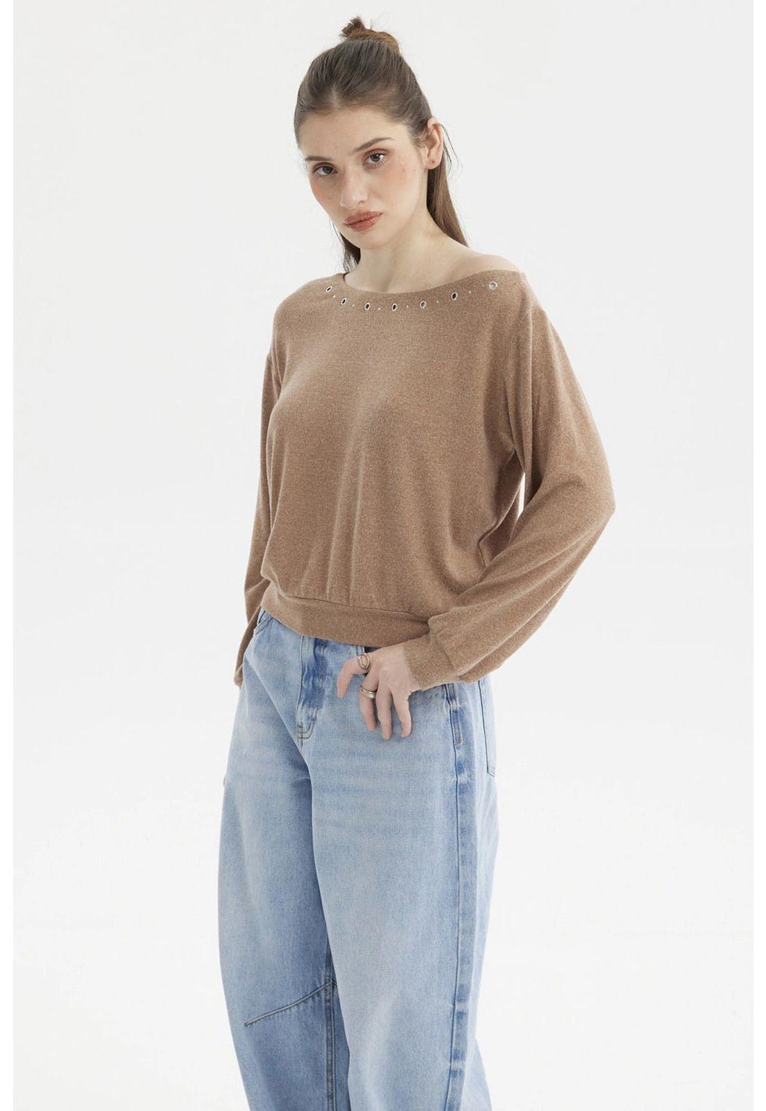 Sweater Mujer Slim Camel-0