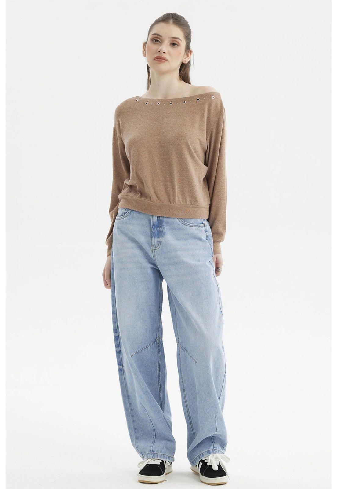 Sweater Mujer Slim Camel-3