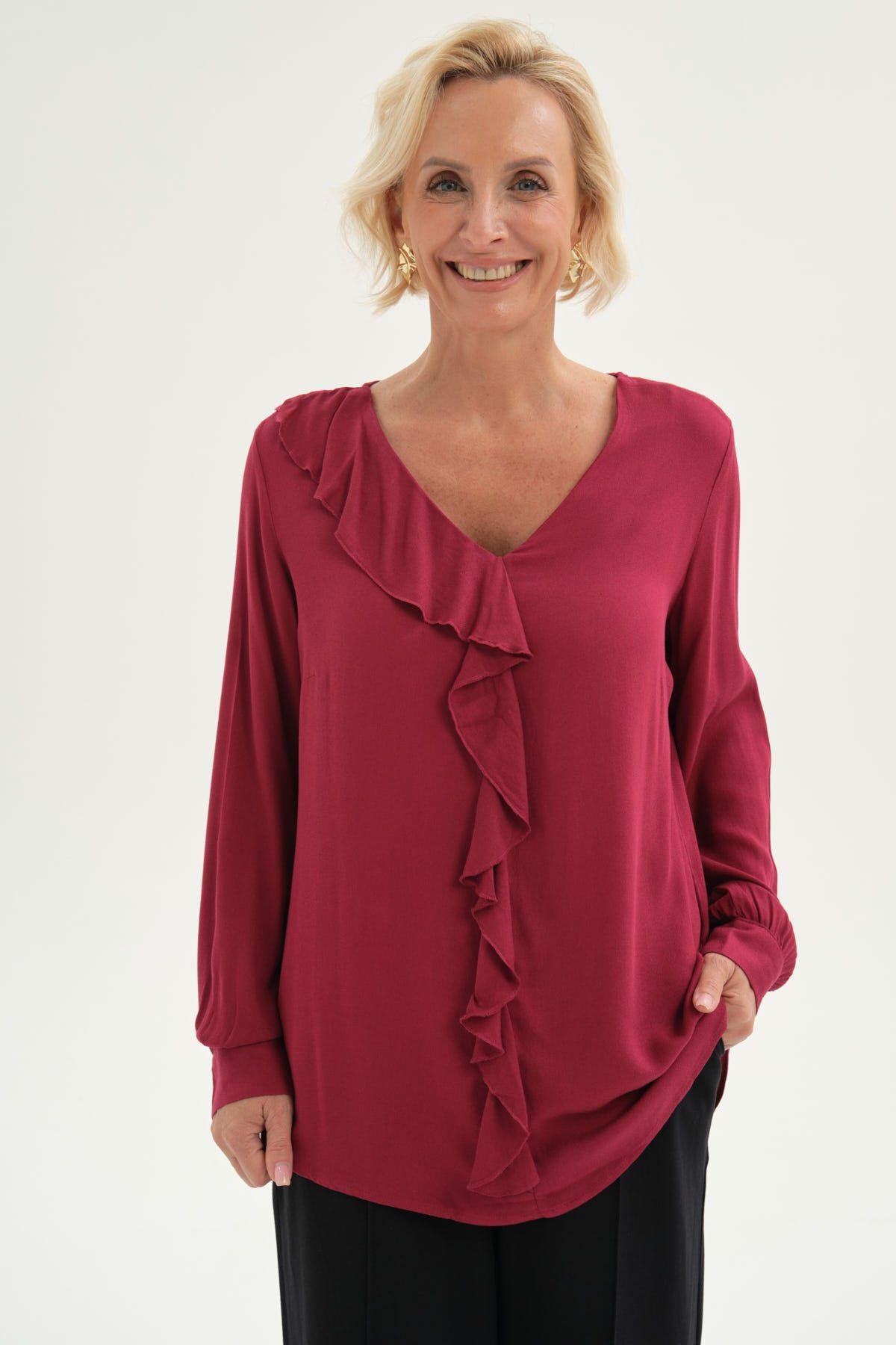 Blusa Mujer Con Tachas Burdeo-0